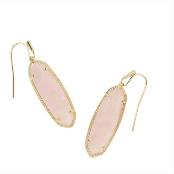 Kendra Scott Elisa Pendant Necklace, Eleanor Earring Set Rose Quartz NWT - Picture 6 of 11